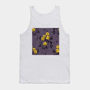 Purple and Yellow Flower Pattern Tank Top